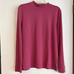 Simple Long Sleeve Mock Turtleneck SizeXL Raspberry